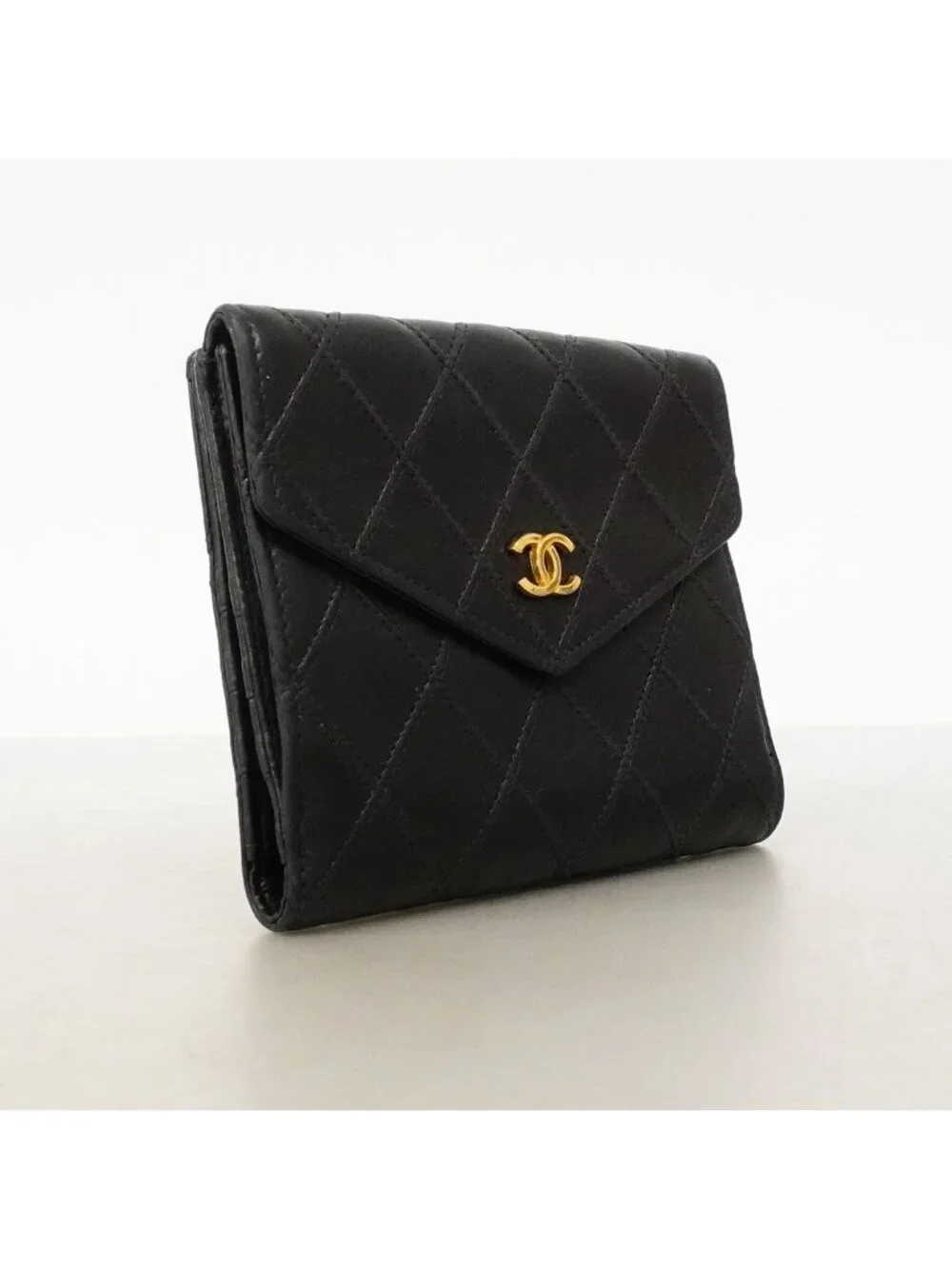 Chanel Wallet Bicolor Lambskin Black Gold